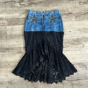 Jean Atelier Denim Star Lace Mini Skirt 25